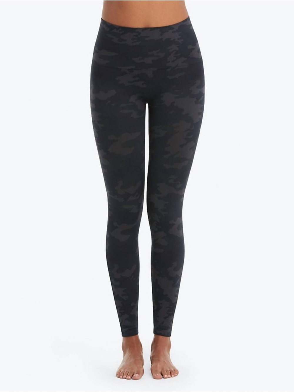 Spanx "Look At Me Now" Black Gray Camo High Waisted Seamless Leggings Sz L NWOT